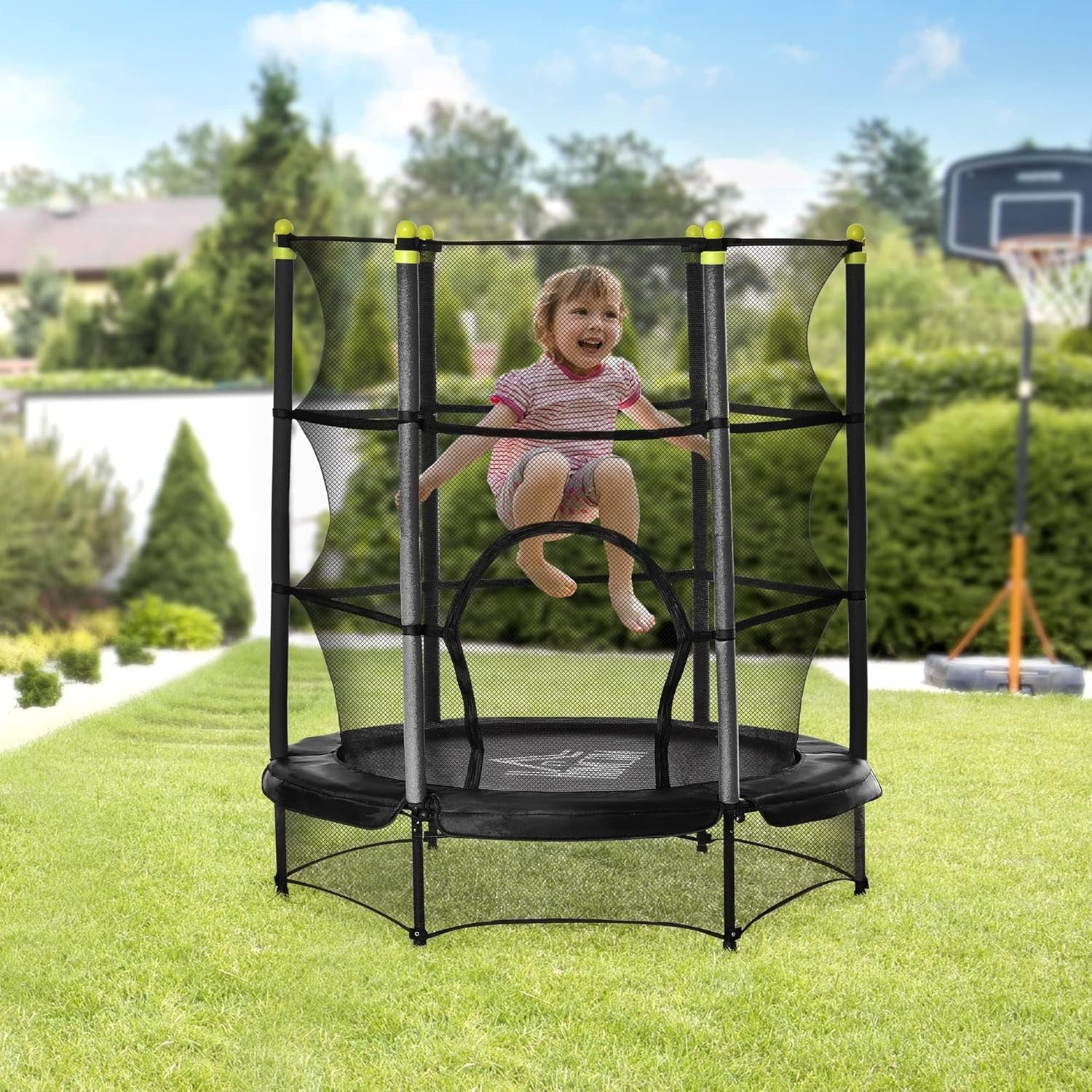 4.6FT Kids Trampoline Enclosure Net Springless Indoor Outdoor 50KG