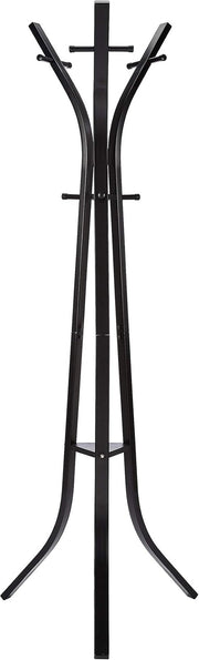 Black Metal Freestanding Coat & Hat Rack | 9 Hook Standing Organizer for Hallway