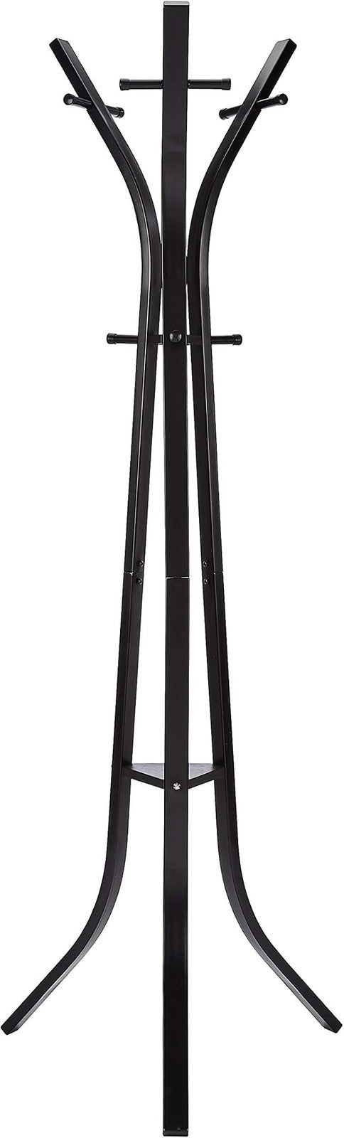 Black Metal Freestanding Coat & Hat Rack | 9 Hook Standing Organizer for Hallway