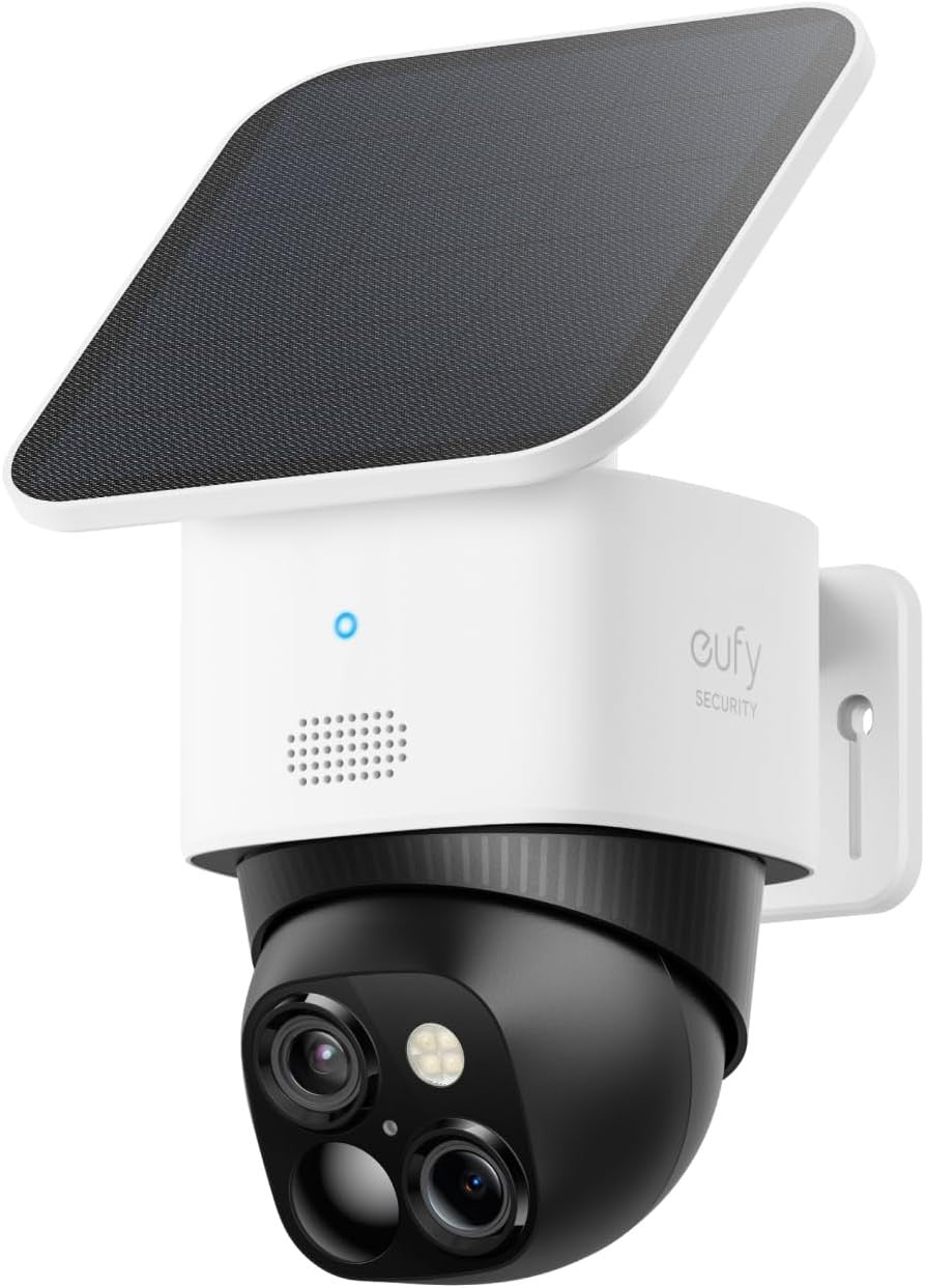 3K Solar Security Camera Outdoor Wireless 360° PTZ Dual Lens 8X Zoom