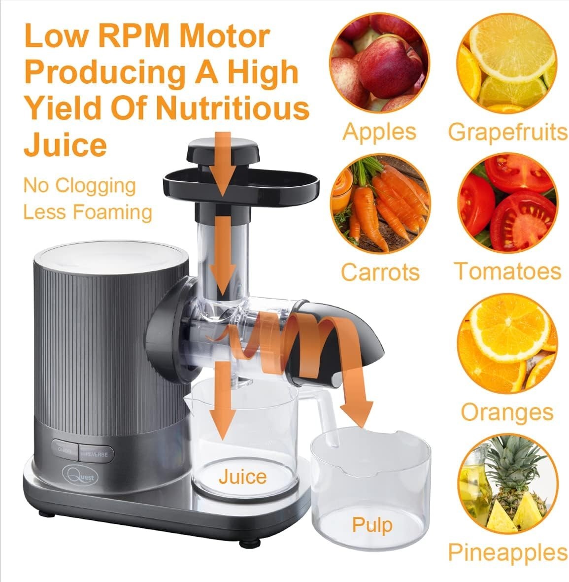 Quiet Cold Press Slow Juicer Masticating 150W High Nutrition Low Noise