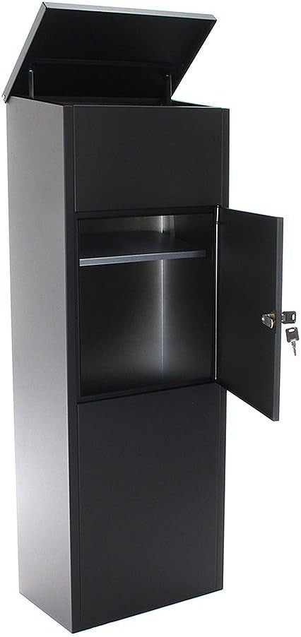 Lockable Parcel Mailbox Steel Post Box Secure Drop Slot Large Capacity