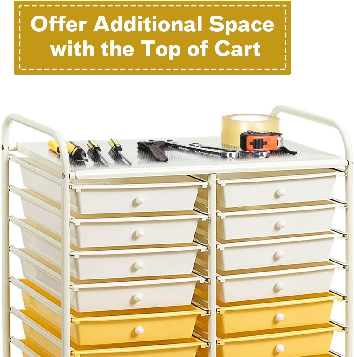 Yellow 20 Drawer Rolling Storage Trolley Utility Organizer Cart Mobile