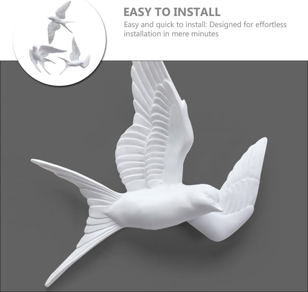 3D Swallow Bird Wall Art Set Nordic Metal Decor 11.8x7.1in