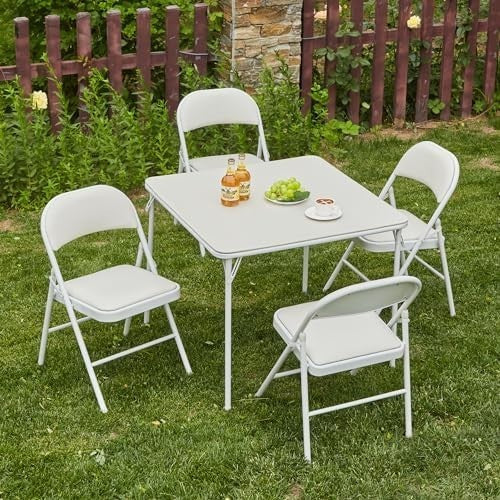 Square Folding Dining Table Portable Vinyl Top 80x80cm Indoor Outdoor Foldable