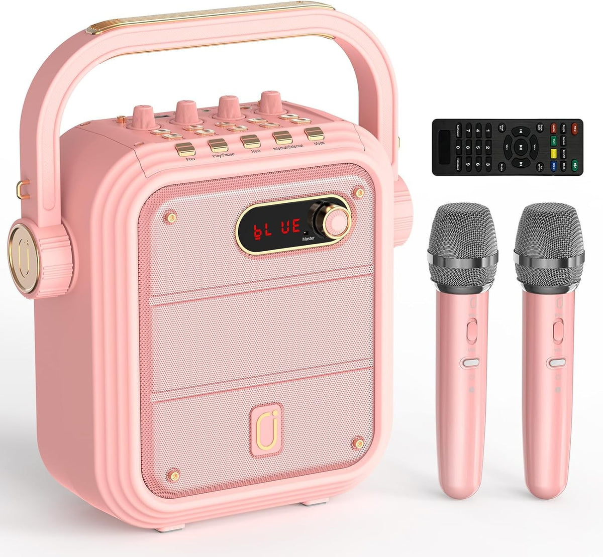 Karaoke Machine with 2 Wireless Mics Bluetooth RGB Party Speaker