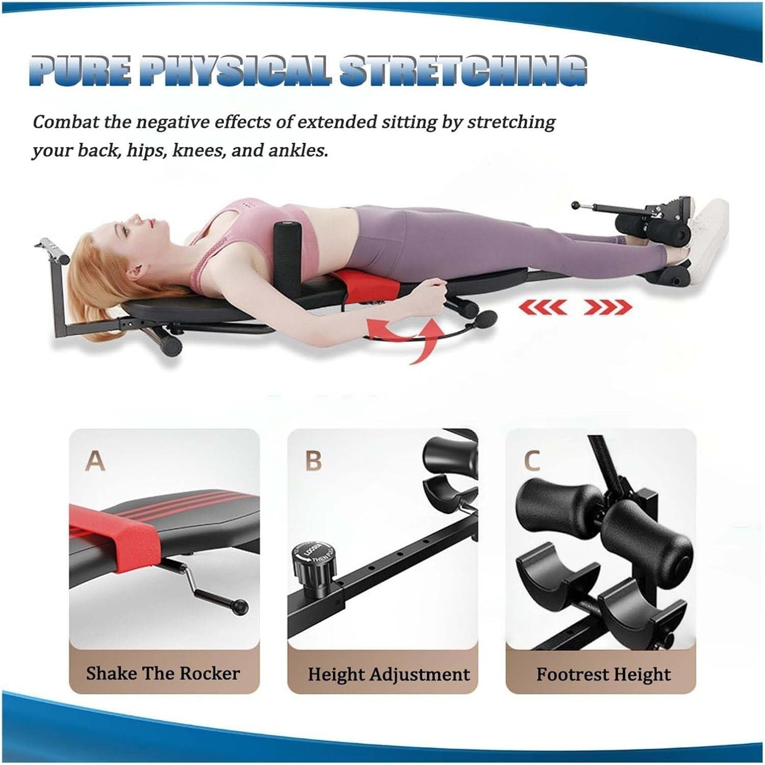 Back Stretch Inversion Table 145-185cm Adjustable Cervical Traction