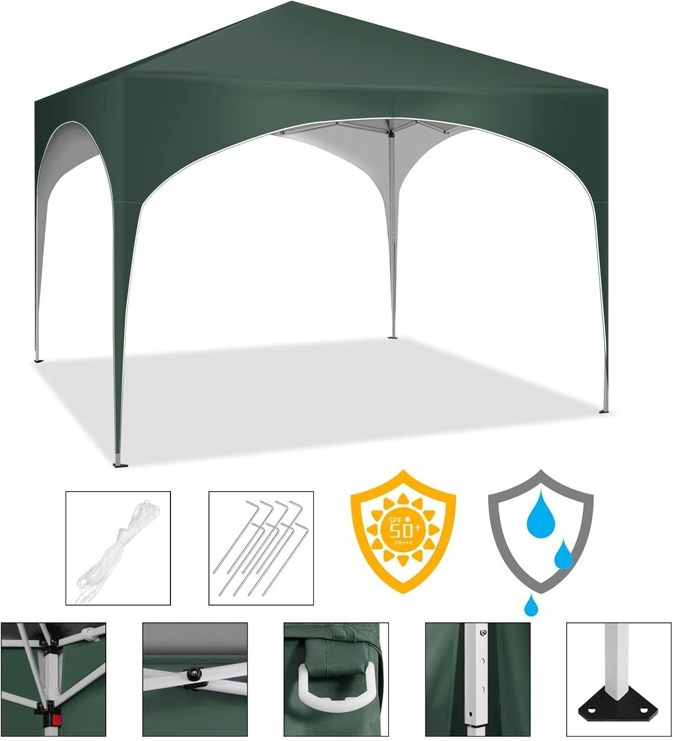 3x3M Pop-Up Gazebo Folding Event Tent Waterproof UV-Protected Green