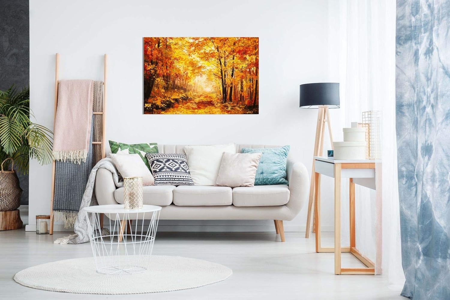 30×20″ Abstract Orange Yellow Autumn Forest Canvas Wall Art Print