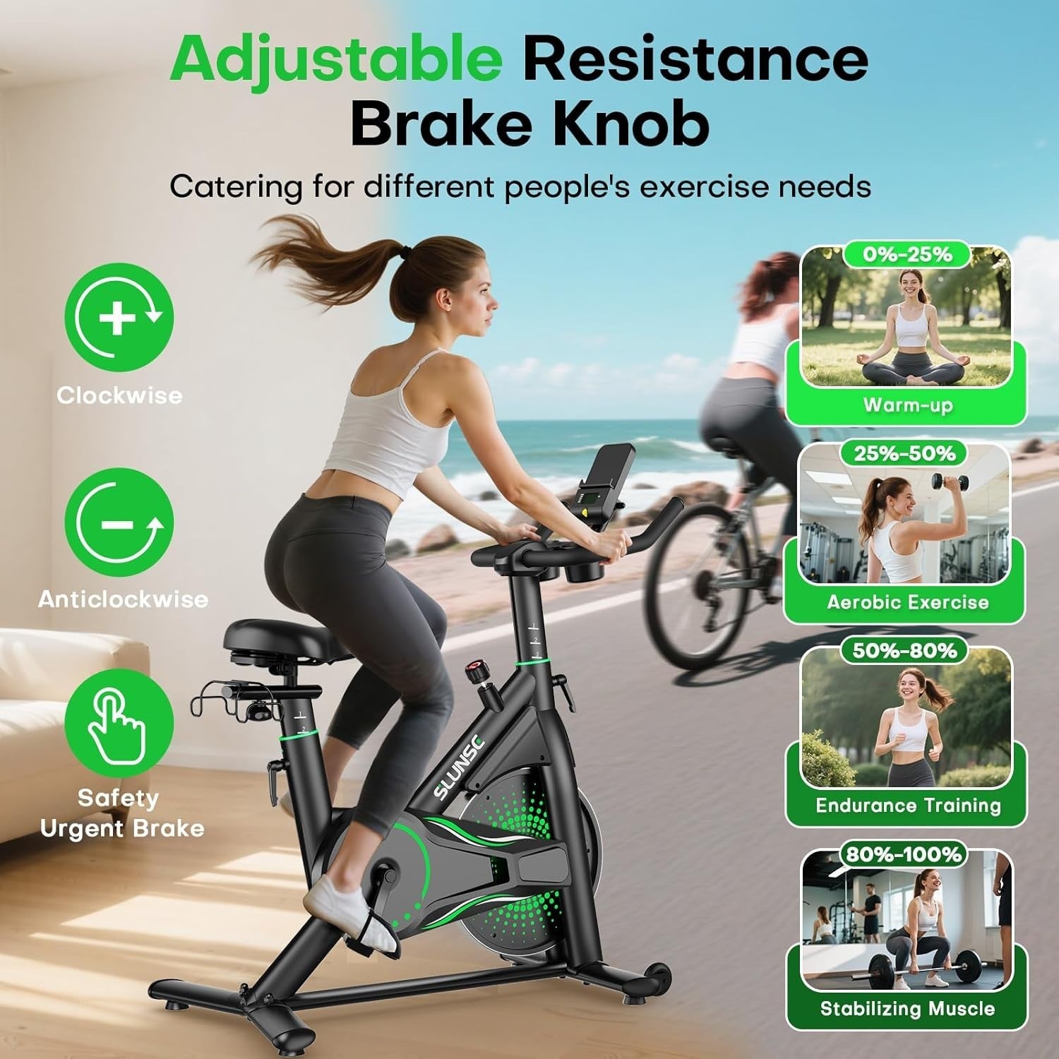 Quiet Magnetic Spin Bike w/ APP, LCD, Dumbbell Rack, 35lb Flywheel, 180kg Cap