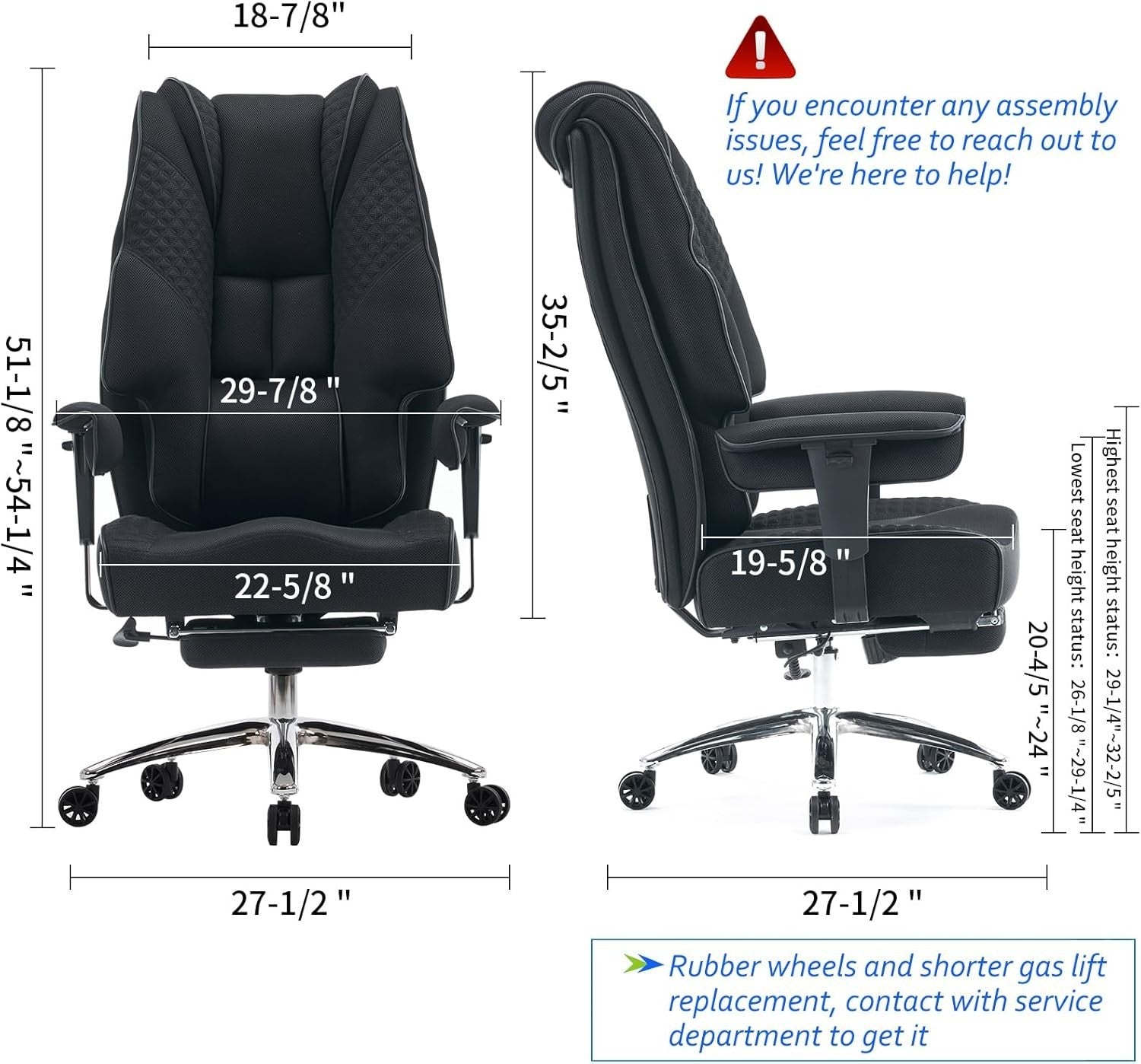 Big & Tall Mesh Office Chair 400 lbs Heavy Duty Recliner Ergonomic Desk Seat