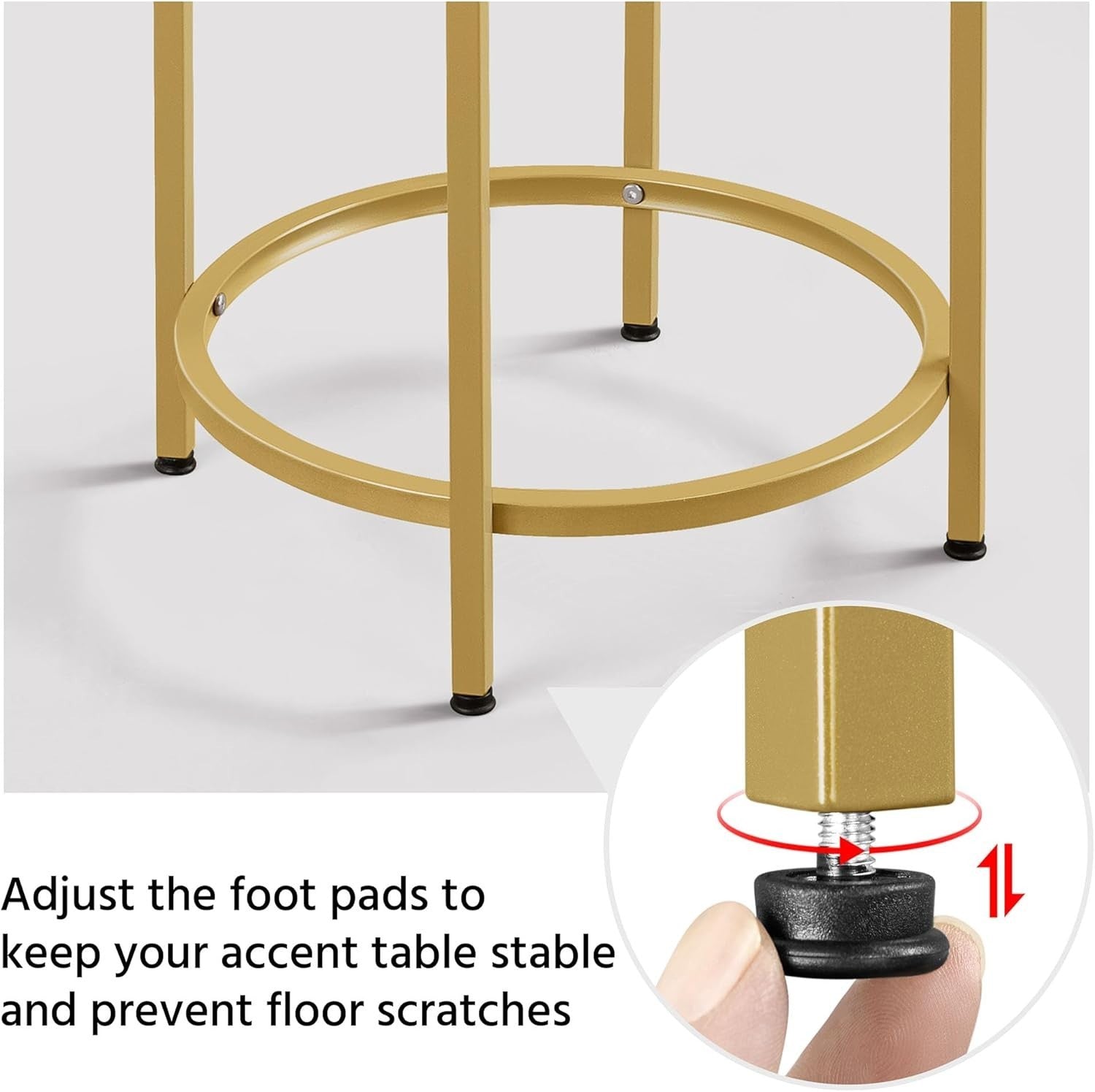 Round Tempered Glass Side Table with Metal Frame, 40.5cm Top, Durable & Stylish