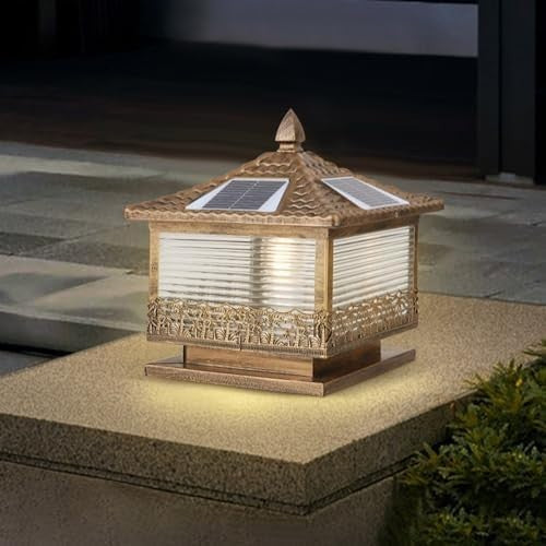 XL Solar Post Cap Lamp w/ Remote – Gray Waterproof Garden Lantern