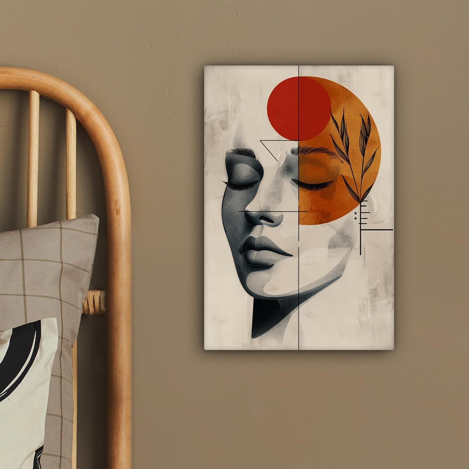 Abstract Woman Canvas Wall Art 20x30cm Framed Botanical Orange
