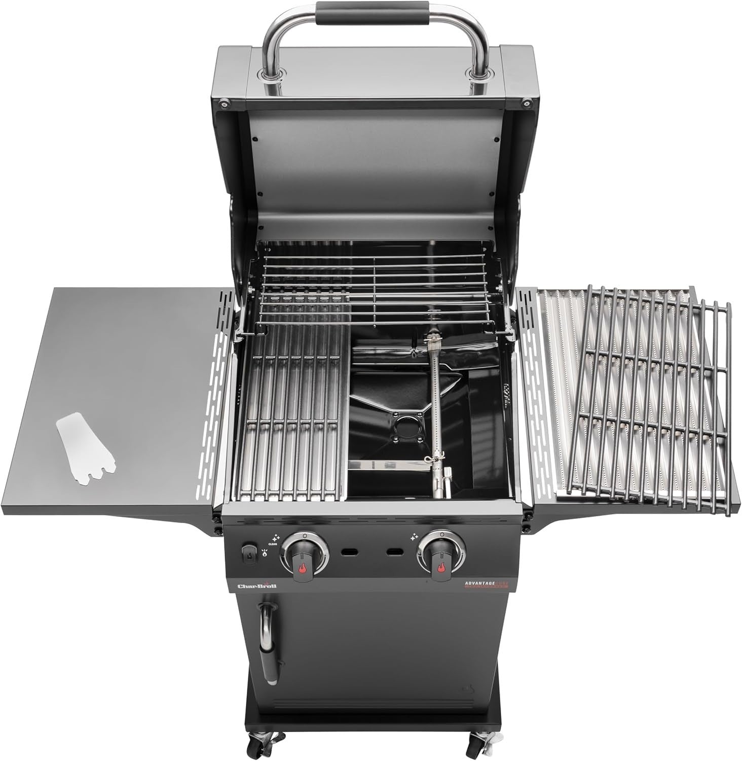 2 Burner Gas BBQ Grill with Infrared Heat, Folding Shelves & Cast Iron Grates