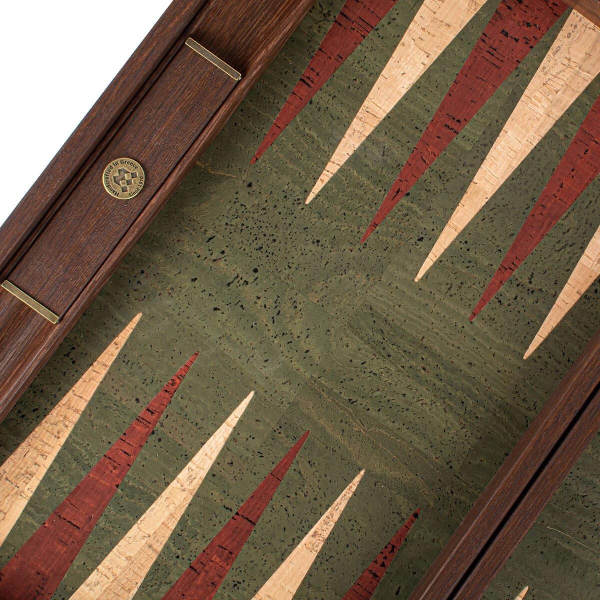 Luxury Backgammon Set 19 Inch Wooden Board Cork Playing Surface Dice Cups