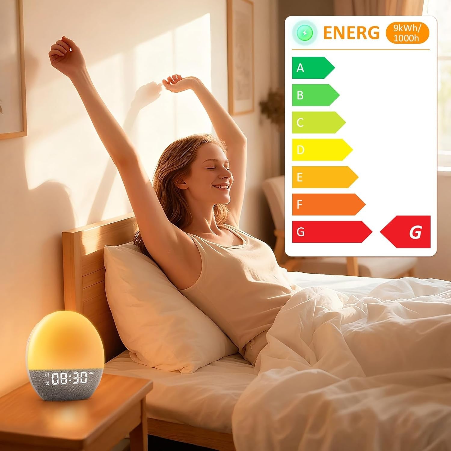 Sunrise Alarm Clock Wake Up Light Heavy Sleepers 25 Sounds Night Lamp White