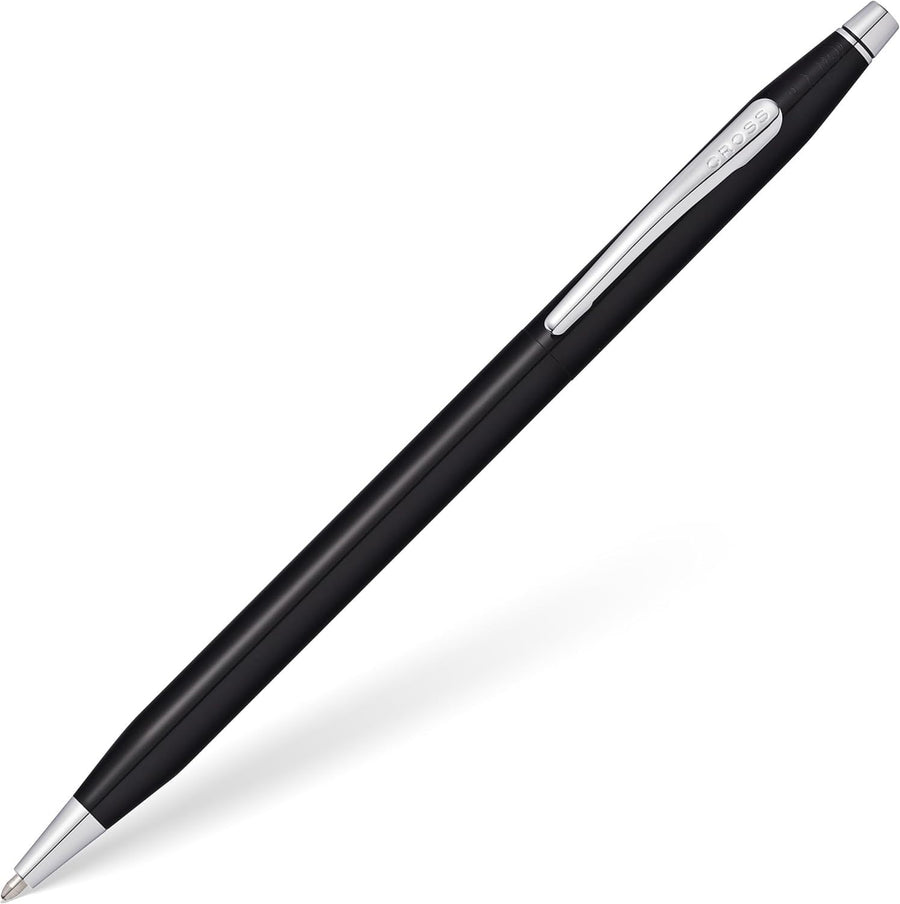 Luxury Glossy Black Ballpoint Pen – Medium Point, Chrome-Plated, Gift Box