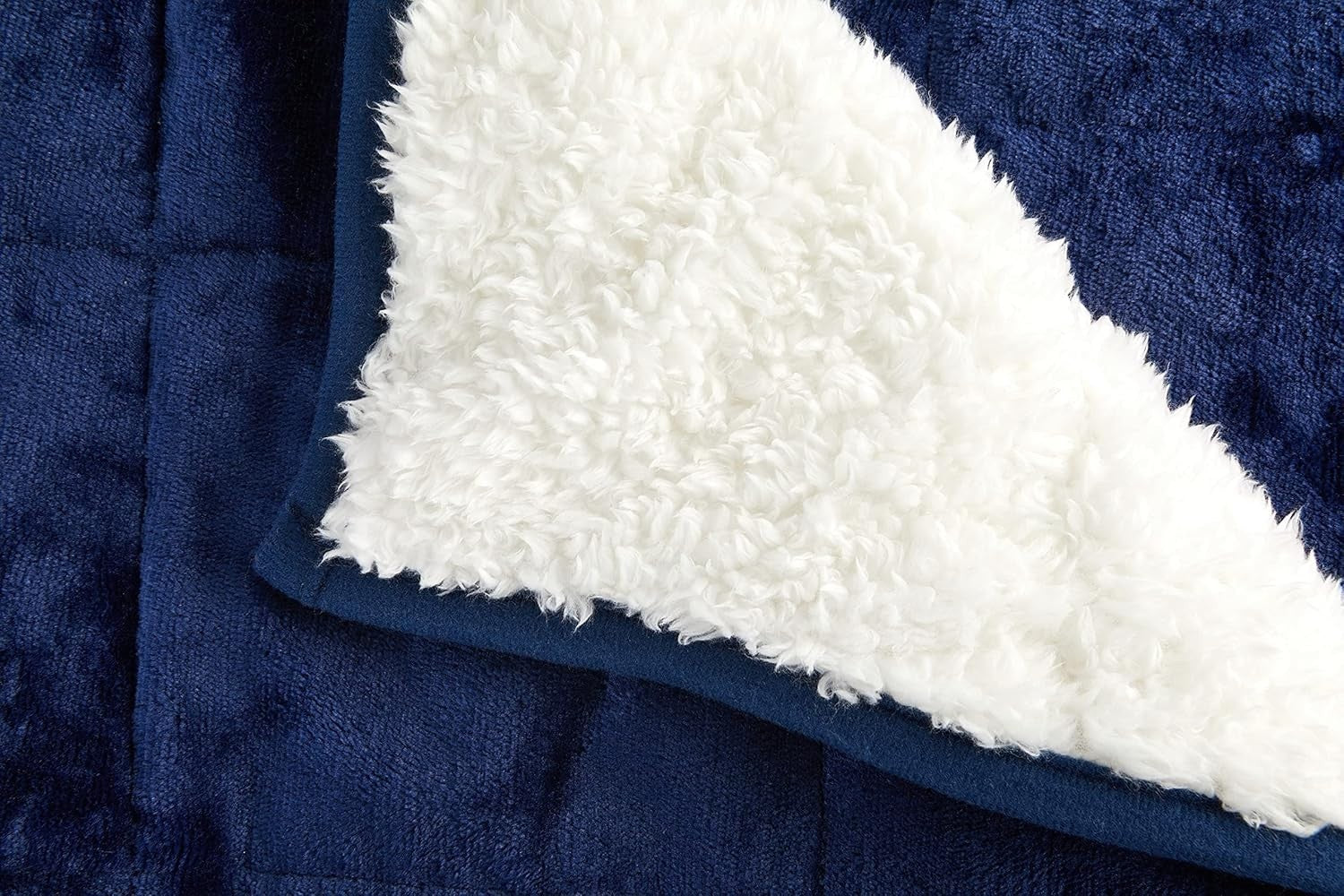 6.9kg Weighted Sherpa Blanket Navy Blue 60x80" (150x203cm) Cozy