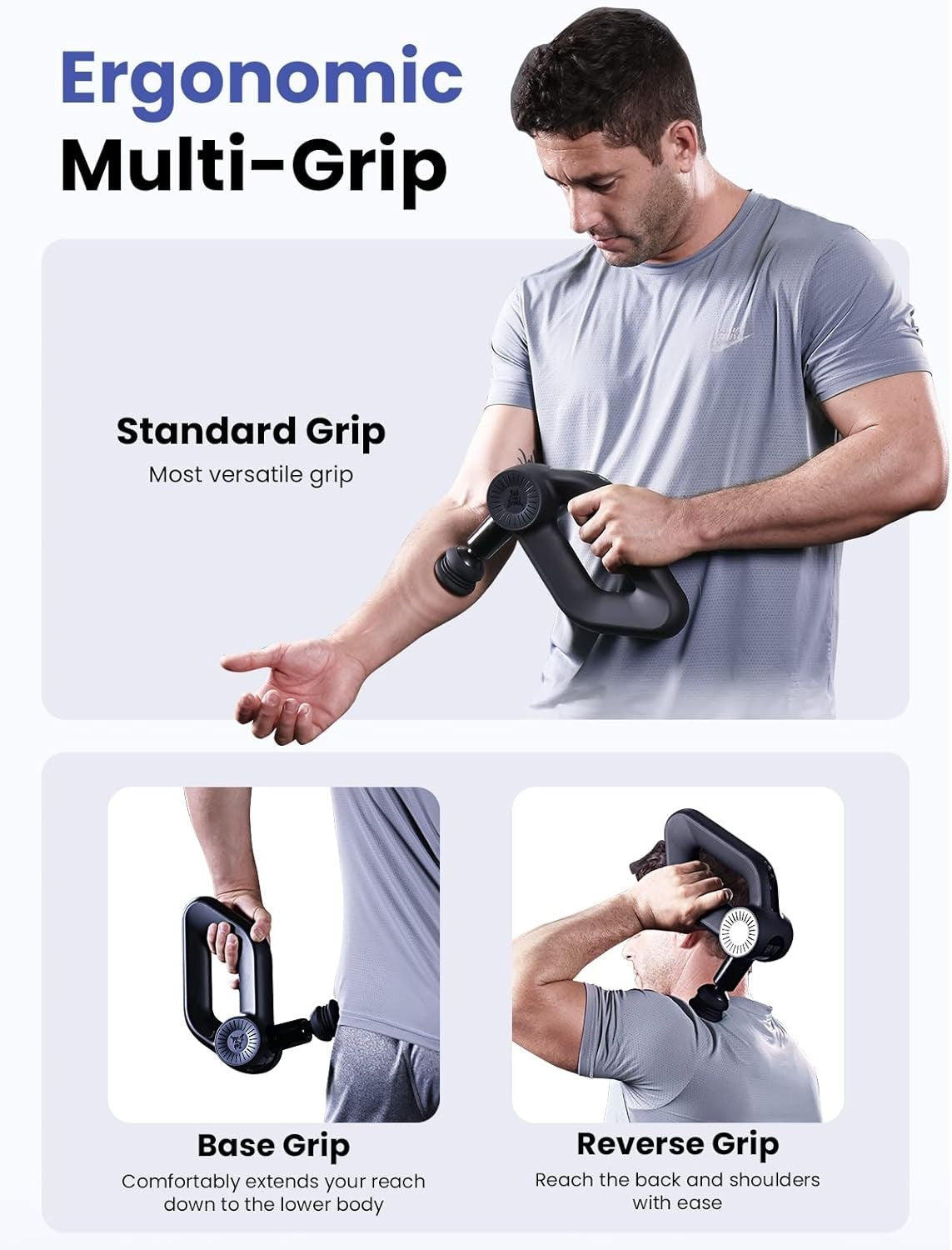 Heated Deep Tissue Massage Gun 16mm Percussion Muscle Therapy OLED 8 Heads