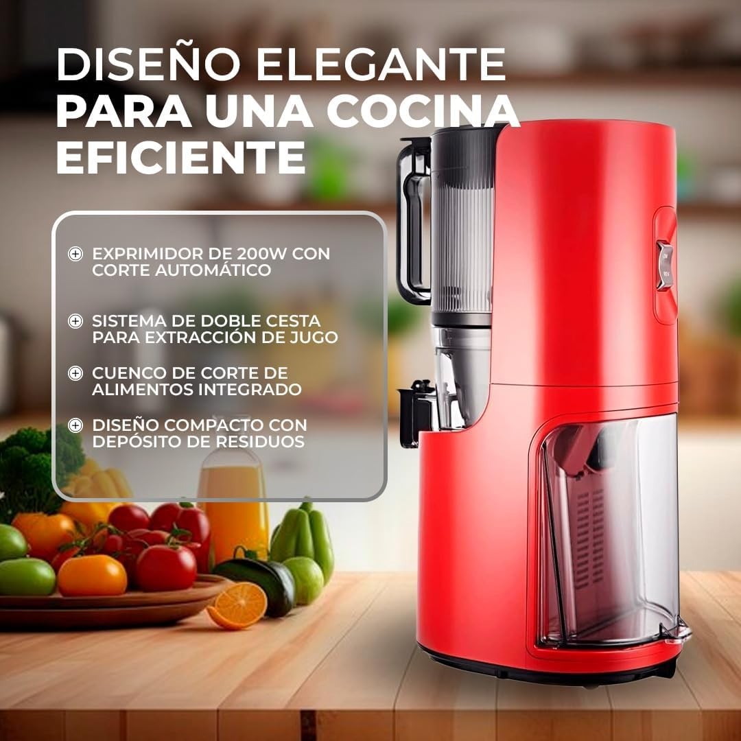 Smart Hopper Slow Juicer Clear Juice Easy Clean BPA Free Red