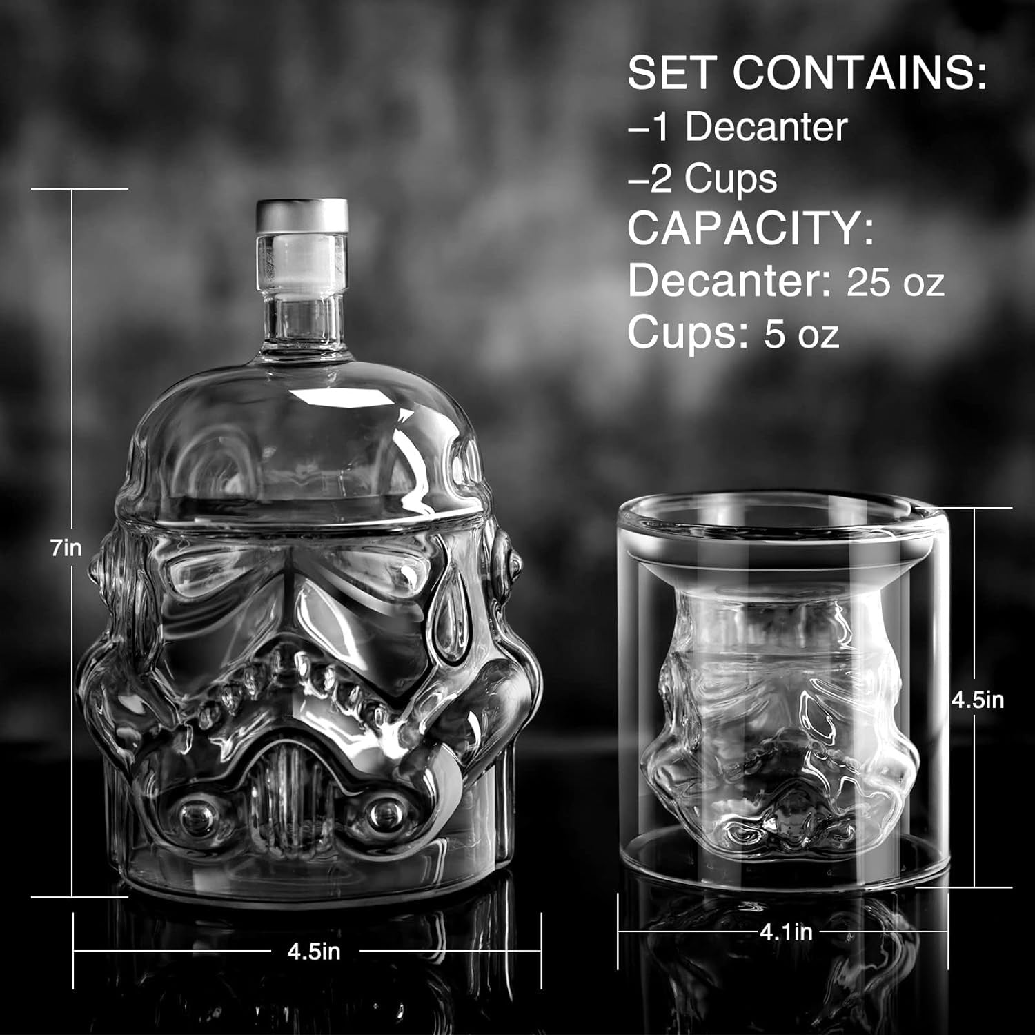 750ml Whiskey Decanter Set with 2×150ml Glasses Helmet Design Novelty Gift