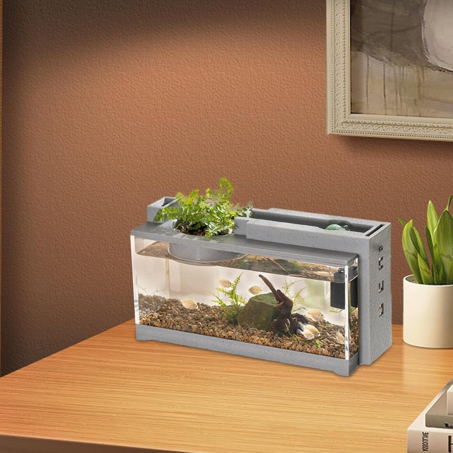 Mini Fish Tank with Silent Pump | Compact Desktop Aquarium for Turtle, Shrimp