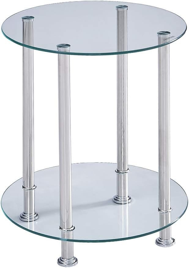 3-Piece Nesting Coffee Table Set Modern Clear Glass Top Metal Legs Space Saving