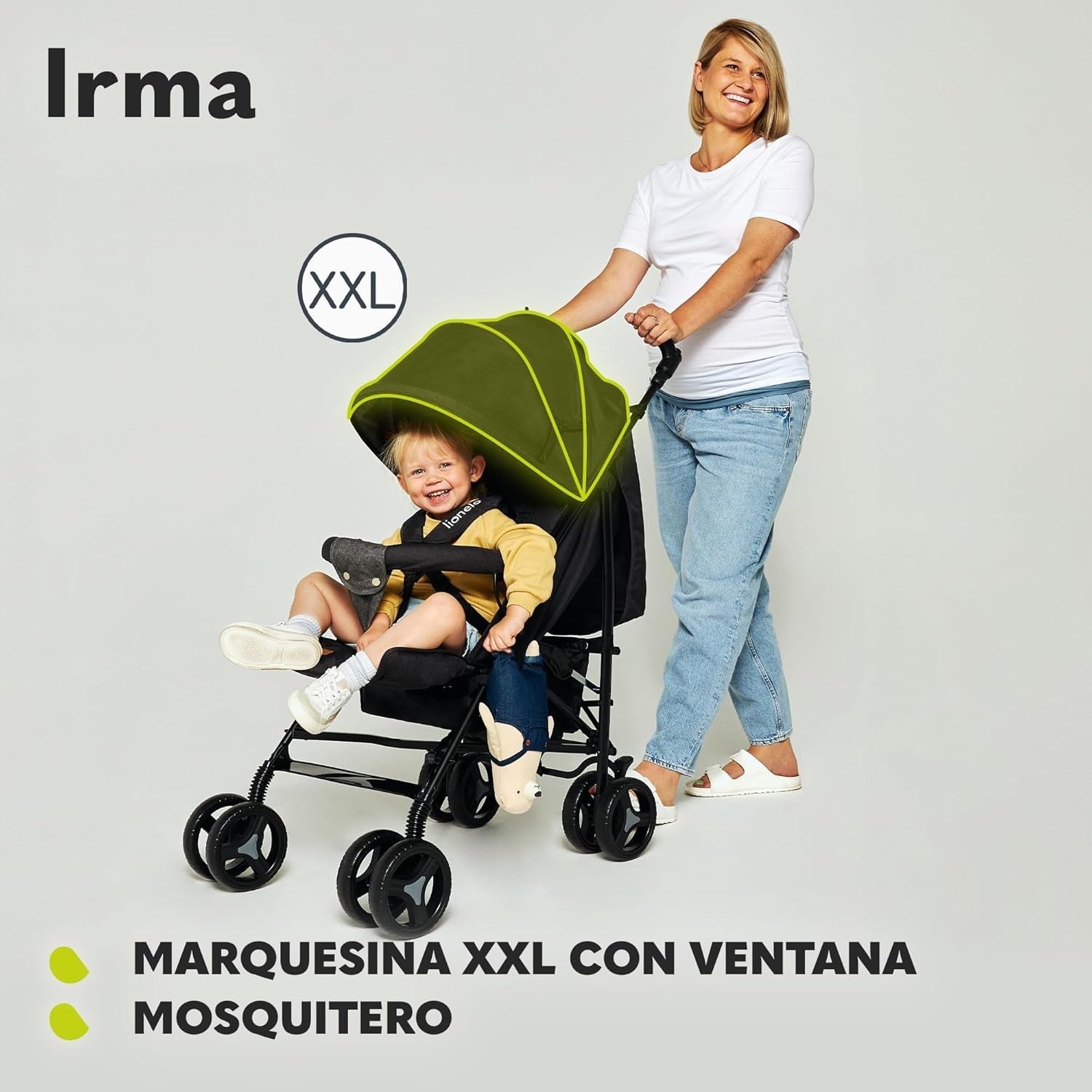 Compact Travel Pushchair Lie Flat, Rotating Handles, 7kg Lightweight