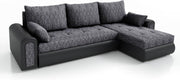 Charcoal L-Shape Velvet Sofa Bed w/ Storage & Pull-Out Sleeper 4 Seater