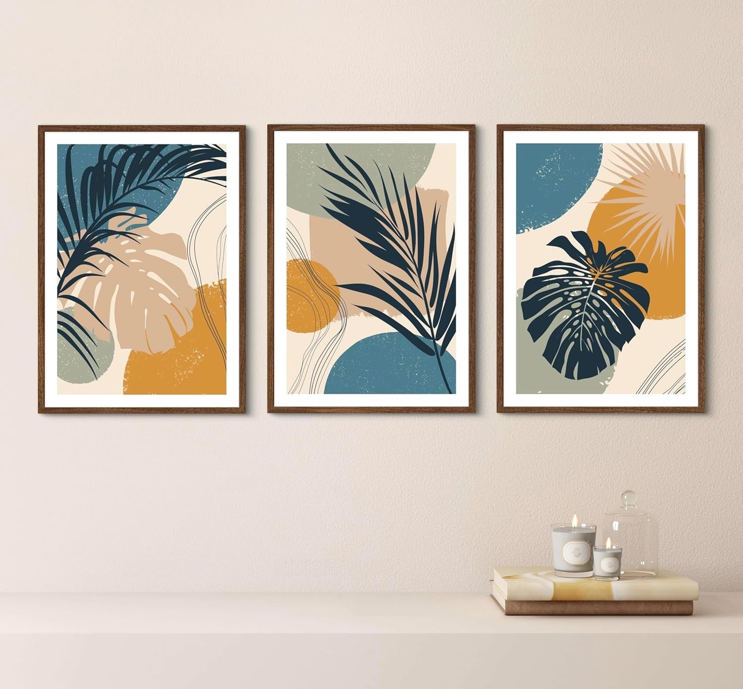 3Pcs EDEN Floral Abstract Wall Art – Pink & Green A3 Prints Home Decor