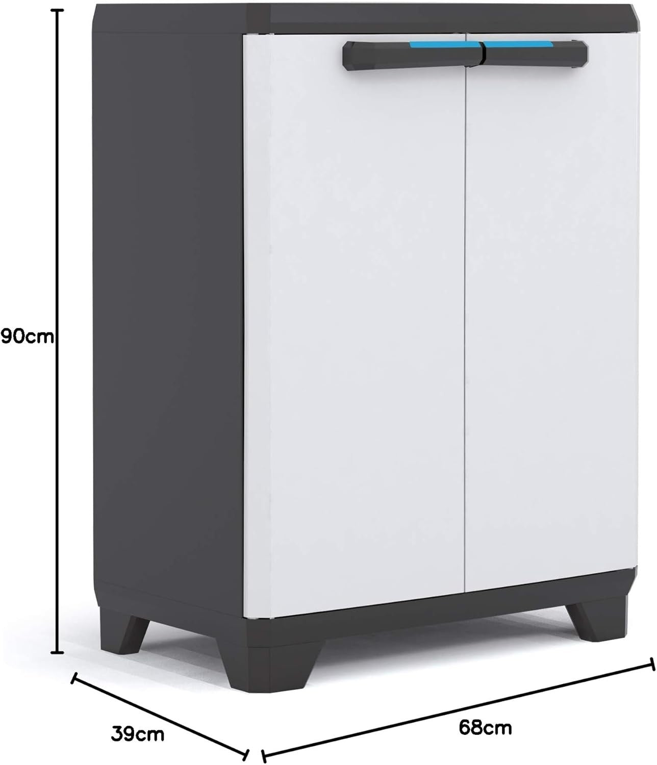 Low Plastic Storage Cabinet with Adjustable Shelves for Garage or Home