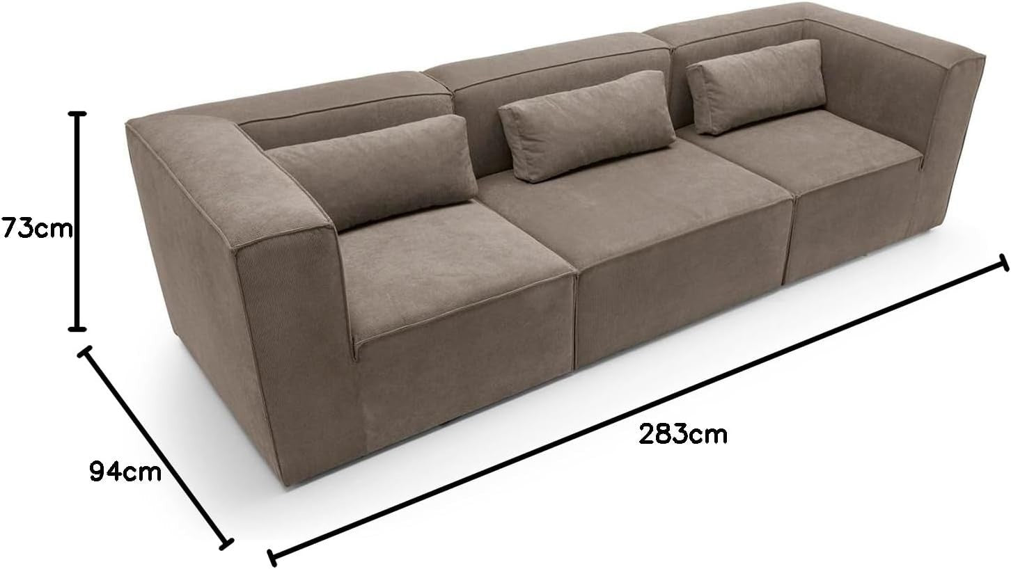 Modular 4 Seater Sofa Brown Cord Chenille | Space-Saving, Modern, Comfy