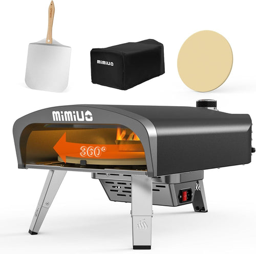 Outdoor Gas Pizza Oven | 13" Stone Rotating Grill w/ Peel, Cover & Regulator