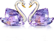 Purple Crystal Swan Pair Ornament – Romantic Anniversary Wedding Gift Home Decor