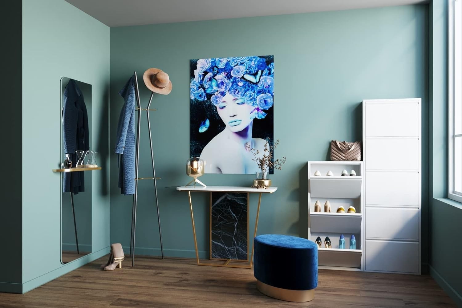 Slim 3-Tier Steel Shoe Cabinet with Tilt Compartments, Space-Saving Design