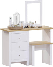 Modern Chest of 3 Drawers Storage Cabinet White & Oak Bedroom Furniture