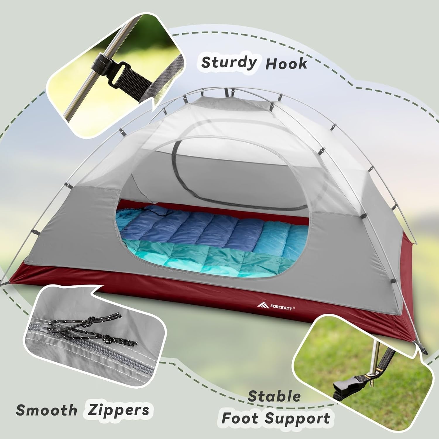 2 Man Camping Dome Tent PU3000mm 2 Doors