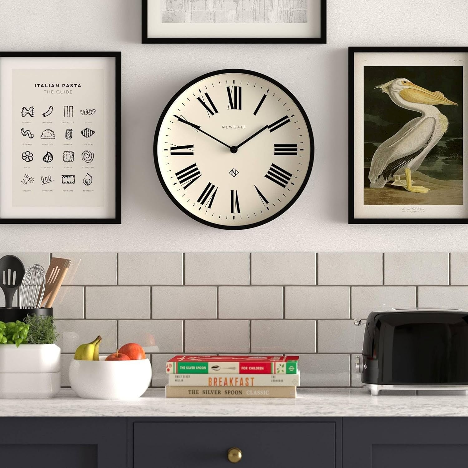 Classic Roman Numeral Wall Clock 37cm | Large Display, Silent, Kitchen, Office