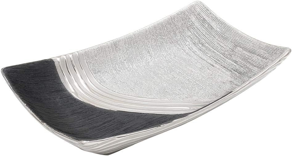 Modern Ceramic Decorative Bowl 30cm Silver Grey Centrepiece Table Decor
