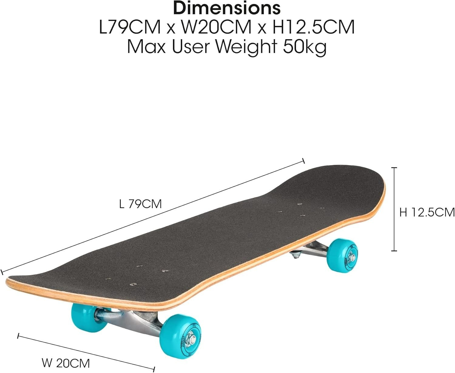 31in Complete Skateboard 9-Ply Maple Double Kick Kids Beginner