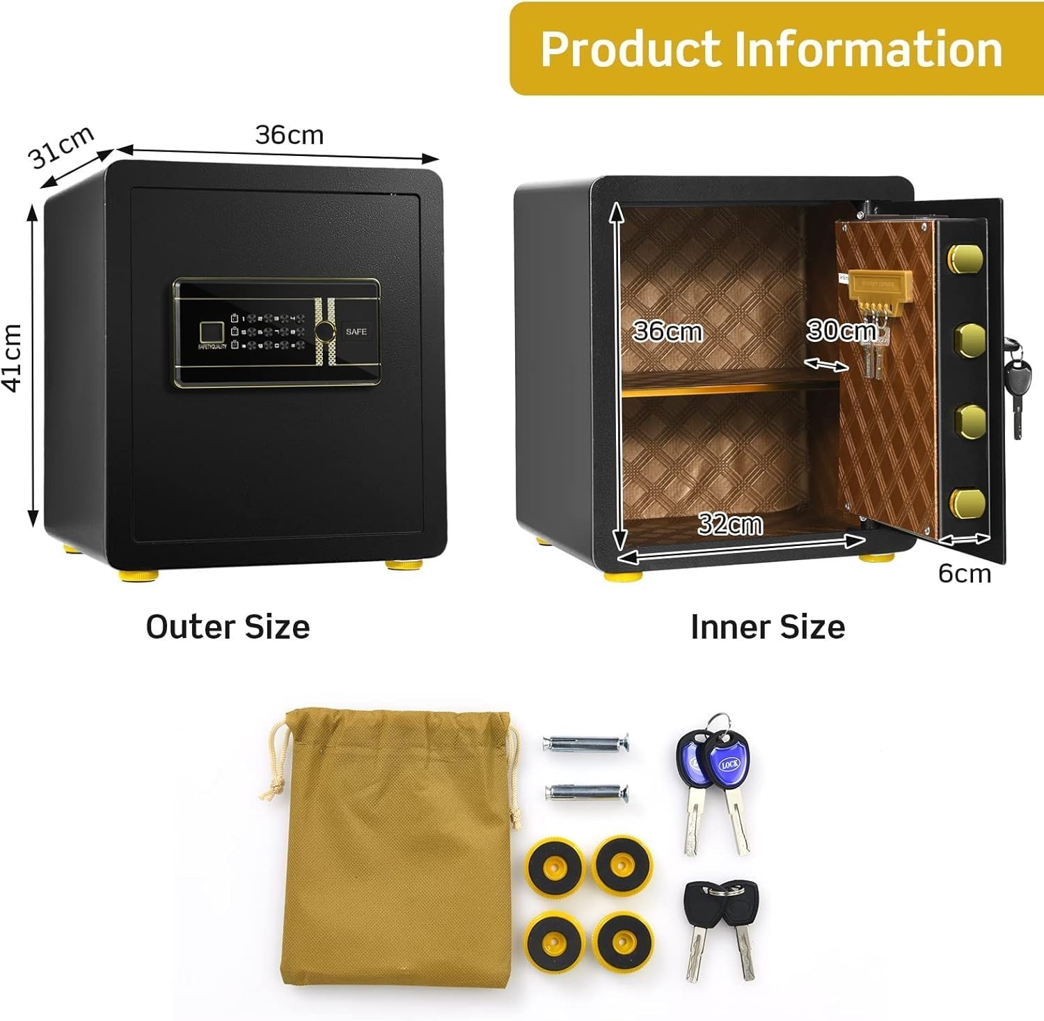 34L Digital Safe Box Electronic Keypad Cash Jewelry Document Security