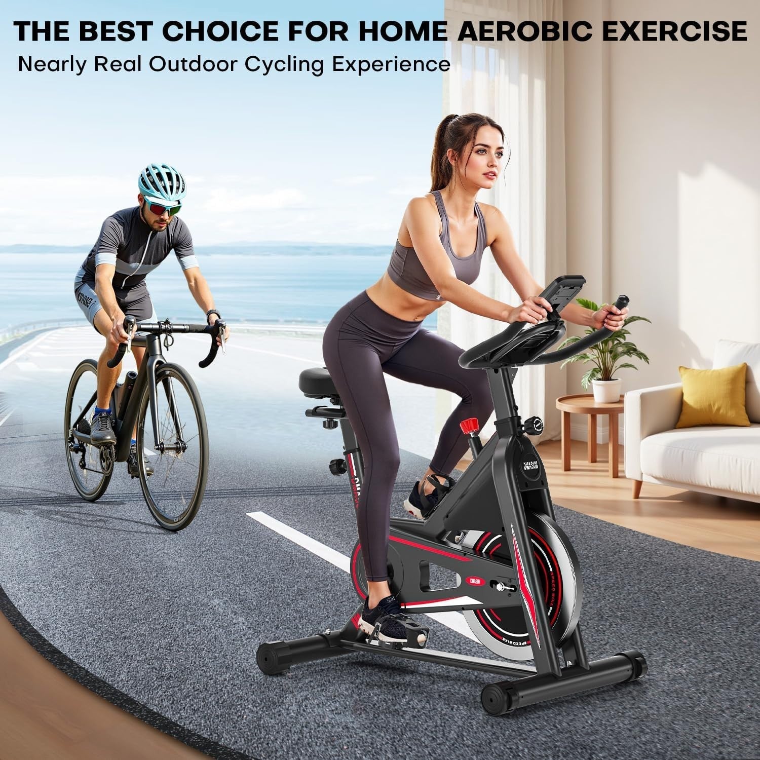 Silent Magnetic Indoor Cycling Bike w/ LCD Monitor, Tablet Holder, 350lbs Cap