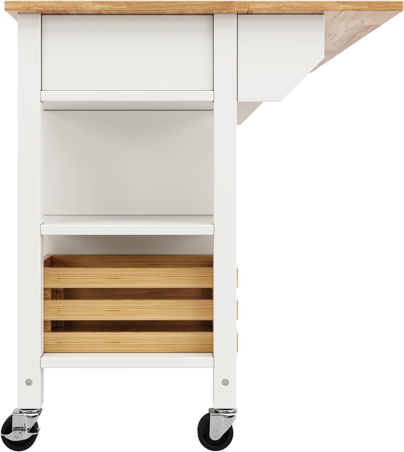 Large Kitchen Island Cart with Drawers, Folding Side Table & Storage