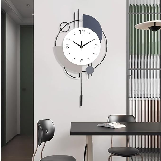 Large Modern Silent Wall Clock 55cm Luxury Metal Hanging Decor for Living Room