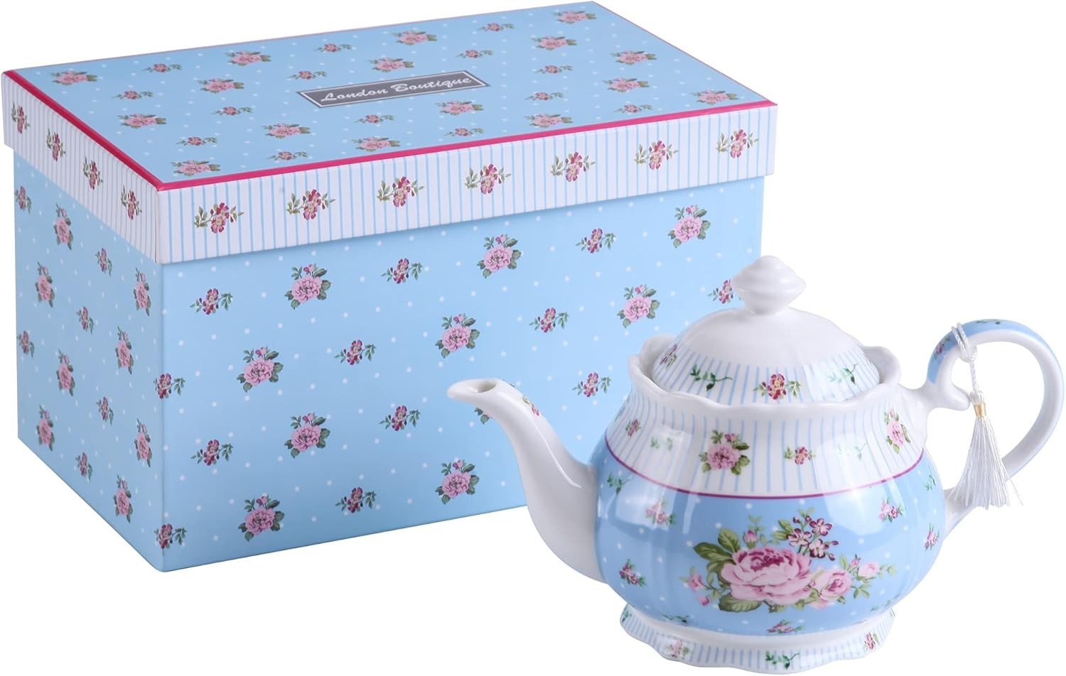 Large Floral Porcelain Teapot 1200ml Vintage Tea Pot with Lid Gift