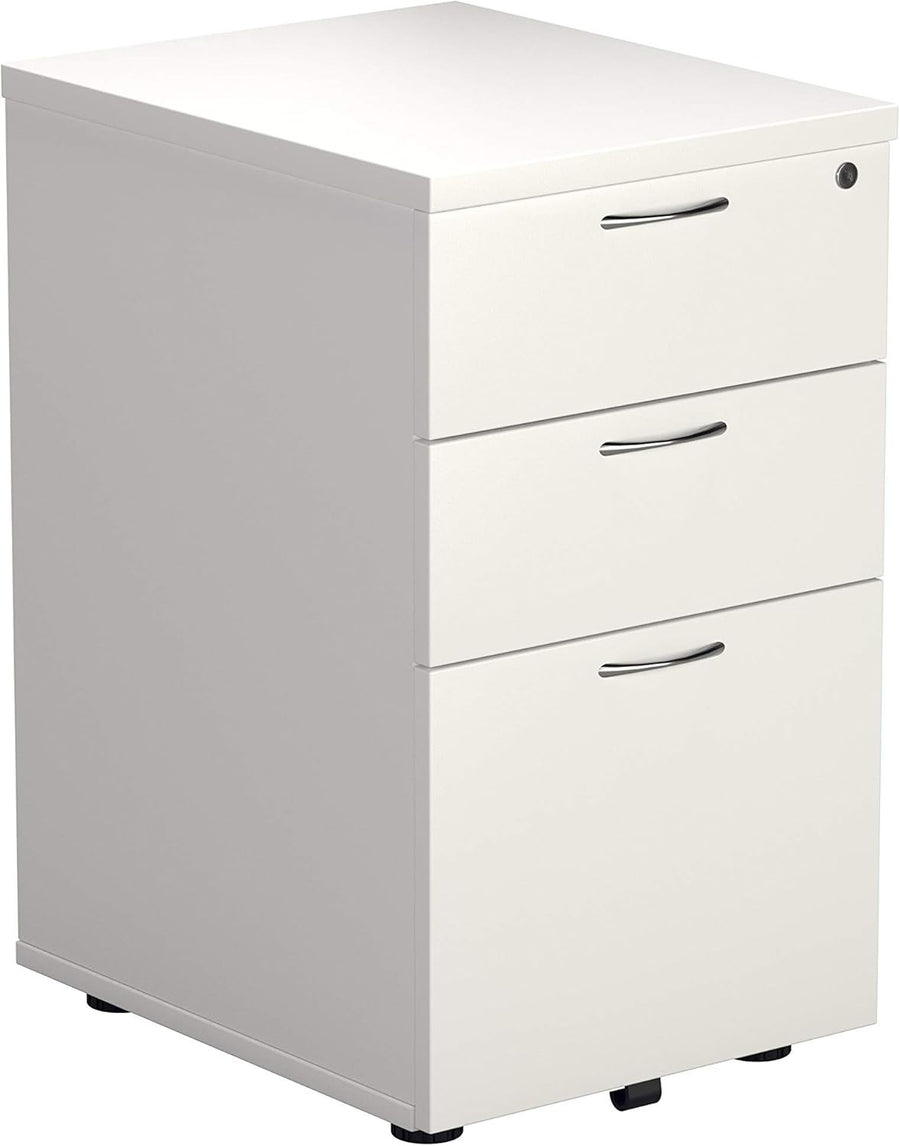 White Under Desk Filing Cabinet 3 Drawer Lockable A4 Foolscap