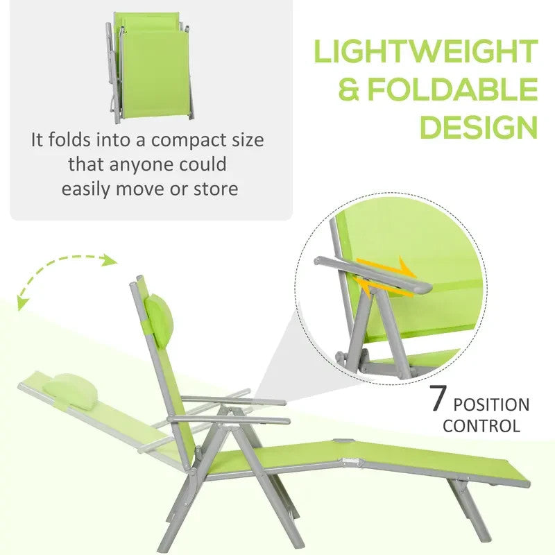 Adjustable Reclining Folding Sun Lounger Chair Outdoor Garden Relaxer
