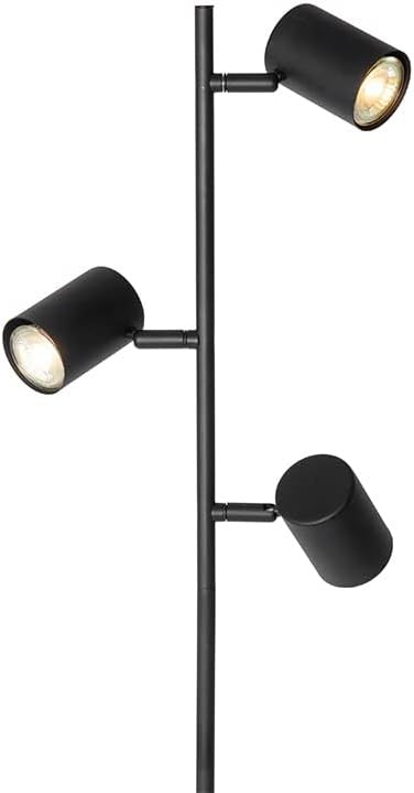 Modern Black Floor Lamp 3 Light Adjustable GU10 Standing Light Tall