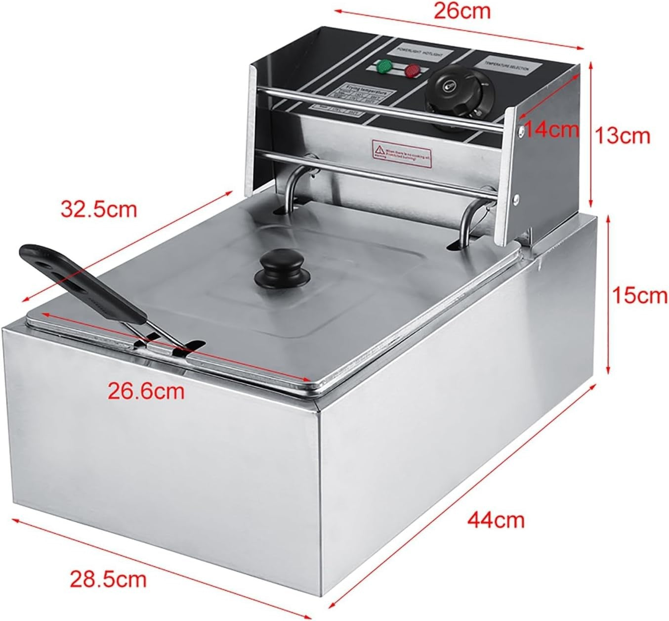 Electric Deep Fat Fryer 6L 2200W Stainless Steel Commercial Countertop
